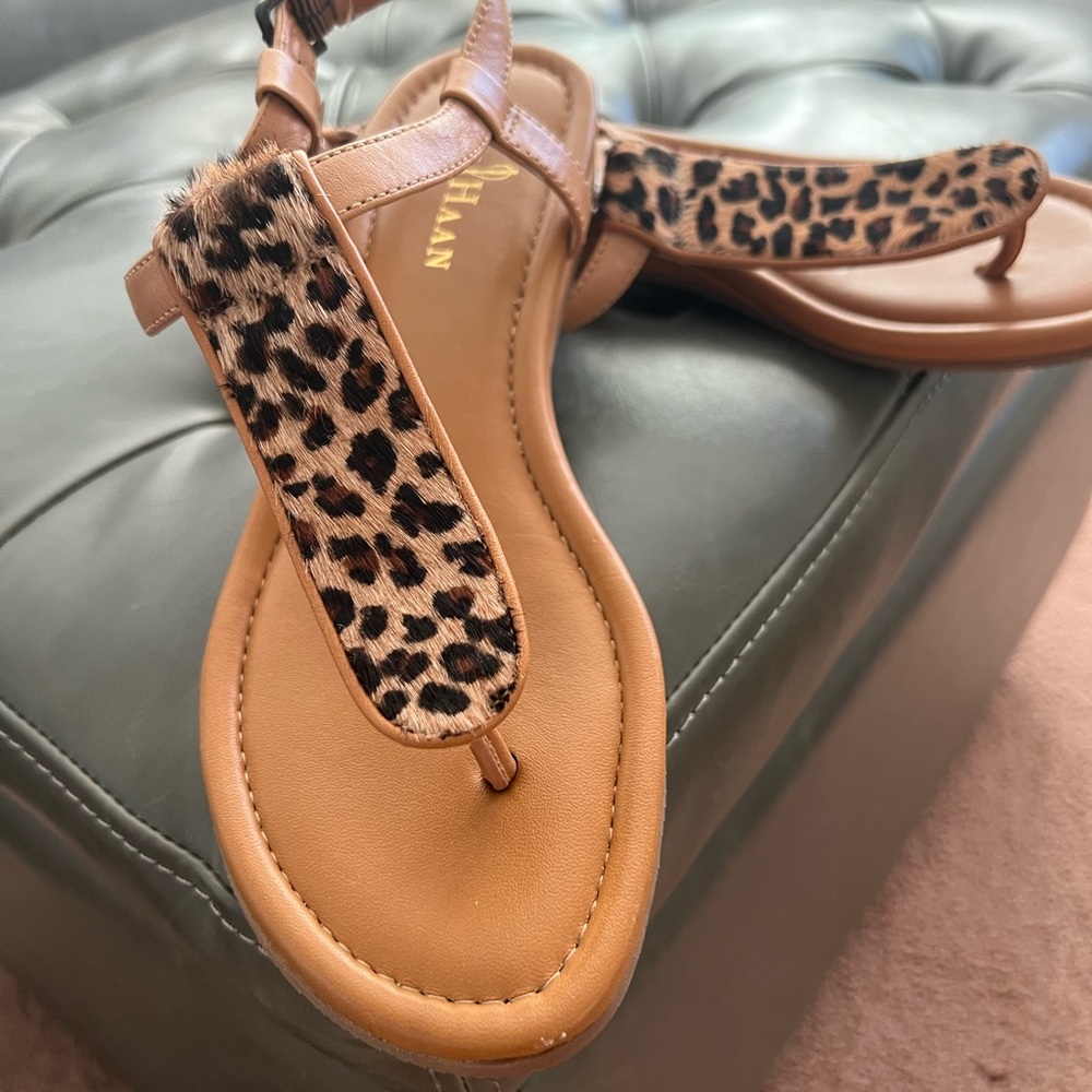Cole Haan leather /animal print thong sandal